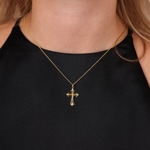 Cross Pendant 750/18 K Yellow Gold with Diamonds 0.03 ct H/si - AN-56689-GG