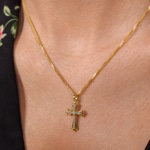 Kreuzanhänger 750/18 K Gelbgold mit Diamanten 0.05 ct H/si - AN-56691-GG