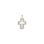 Cross Pendant 750/18 K Yellow Gold with Diamonds 0.09 ct H/si
