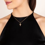Kreuzanhänger 750/18 K Gelbgold mit Diamanten 0.15 ct H/si - A01GG