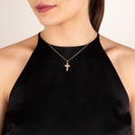 Kreuzanhänger 750/18 K Gelbgold mit Diamanten 0.18 ct H/si - A06GG