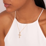 Cross Pendant 750/18 K Yellow Gold with Diamonds 0.26 ct H/si - AN-31178-GG