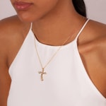 Cross Pendant 750/18 K Yellow Gold with Diamonds 0.31 ct H/si - AN-35164-GG
