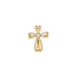 Cross Pendant 750/18 K Yellow Gold with Diamonds 0.41 ct H/si
