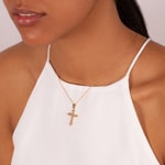 Kreuzanhänger 750/18 K Gelbgold mit Diamanten 0.49 ct H/si - AN-31709-GG