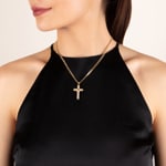 Pendentif croix or jaune 750/18 ct avec diamants 0.49 ct H/si - A10GG