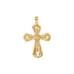 Cross Pendant 750/18 K Yellow Gold with Diamonds 0.51 ct H/si - AN-27708-GG