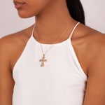 Cross Pendant 750/18 K Yellow Gold with Diamonds 0.51 ct H/si - AN-27708-GG