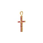 Pendentif croix or jaune 750/18 ct avec rubis & diamants 0.01ct H/si - AN-45149-RUB-GG