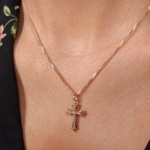 Kreuzanhänger 750/18 K Roségold mit Diamanten 0.05 ct H/si - AN-56691-RG