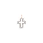 Cross Pendant 750/18 K Rose Gold with Diamonds 0.09 ct H/si