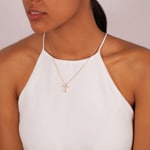 Cross Pendant 750/18 K Rose Gold with Diamonds 0.15 ct H/si - AN-47189-RG