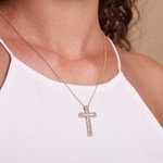 Kreuzanhänger 750/18 K Roségold mit Diamanten 0.87 ct H/si - AN-118312-RG