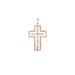 Pendentif croix or rosé 750/18 ct avec diamants 1.01 ct H/si - AN-24369-RG