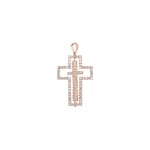 Pendentif croix or rosé 750/18 ct avec diamants 1.01 ct H/si - AN-24369-RG