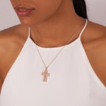 Pendentif croix or rosé 750/18 ct avec diamants 1.01 ct H/si - AN-24369-RG