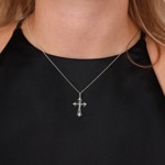 Cross Pendant 750/18 K White Gold with Diamonds 0.03 ct H/si - AN-56689-WG