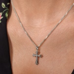 Pendentif croix or gris 750/18 ct avec diamants 0.05 ct H/si - AN-56691-WG