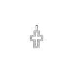 Cross Pendant 750/18 K White Gold with Diamonds 0.09 ct H/si