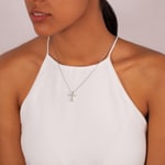 Cross Pendant 750/18 K White Gold with Diamonds 0.15 ct H/si - AN-47189-WG