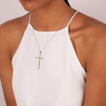 Cross Pendant 750/18 K White Gold with Diamonds 0.20 ct H/si - AN-22979-WG