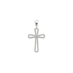Cross Pendant 750/18 K White Gold with Diamonds 0.28 ct H/si