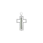 Pendentif croix or gris 750/18 ct avec grenats vert & diamants 0.61 ct H/si - AN-26143-TSA-WG