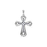 Pendentif croix or gris 750/18 ct avec saphirs & diamants 0.15ct H/si - AN-27707-SAF-WG