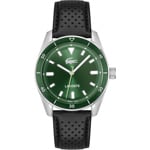 Lacoste Boston Leather Black / Silvery & Green 39mm