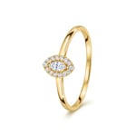Marquise Halo Ring 375/9 K Yellow Gold with Lab Grown Diamonds 0.12 ct - 9KLGD210Y