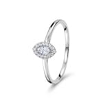 Marquise Halo Ring 375/9 K White Gold with Lab Grown Diamonds 0.12 ct
