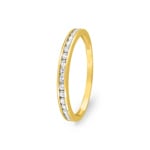 Bague mémoire or jaune 375/9 ct avec zircones en serti rail