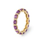 Mémoire-Ring 750/18 K Gelbgold mit Amethysten & Diamanten 0.41 ct H/si