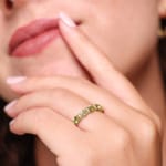 Mémoire-Ring 750/18 K Gelbgold mit Peridoten & Diamanten 0.41 ct H/si - RI-118320-PER-GG