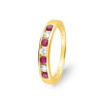 Mémoire-Ring 750/18 K Gelbgold mit Rubinen & Zirkonia