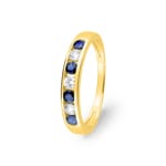 Mémoire-Ring 750/18 K Gelbgold mit Saphiren & Zirkonia