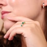 Eternity Ring 750/18 K Yellow Gold with Emeralds & Diamonds 0.35 ct H/si - RI-73391-SMA-GG