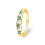 Mémoire-Ring 750/18 K Gelbgold mit Smaragden & Zirkonia