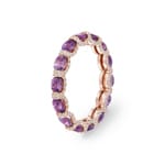 Bague mémoire or rosé 750/18 ct avec améthystes & diamants 0.41 ct H/si