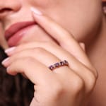 Mémoire-Ring 750/18 K Roségold mit Amethysten & Diamanten 0.41 ct H/si - RI-118320-AME-RG