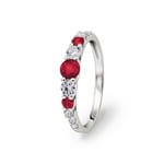 Eternity Ring 750/18 K White Gold with Rubies & Diamonds 0.35 ct H/si