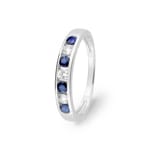 Mémoire-Ring 750/18 K Weissgold mit Saphiren & Zirkonia