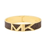 Michael Kors Bracelet-Jonc Mott Logo Acier inoxydable Plaqué or, breit, braun texil - MKJ7720710