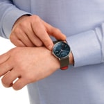Mondaine Doppio Blue / Brown 41mm - MLE.41240.LGV
