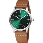 Mühle-Glashütte Panova Vert / Cuir marron