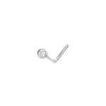 Nasenpiercing Winkel 750/18 K Weissgold mit Zirkonia