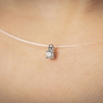 Nylon Chain with Pendant 750/18 K White Gold with Cubic Zirconia Ø 3.5mm - 3.3060.Z1-42