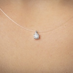 Nylon Chain with Pendant 750/18 K White Gold with Cubic Zirconia Ø 5mm - 3.3061.Z1-42