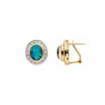 Clip d'oreille or jaune 750/18 ct avec opale et diamants 0.30 ct H/si