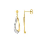 Drop Earrings 375/9 K Yellow Gold two-tone with Cubic Zirconia